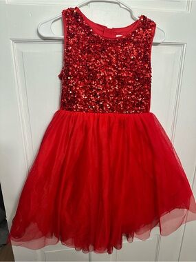 Cat & Jack Red Sequin Tulle Party Dress